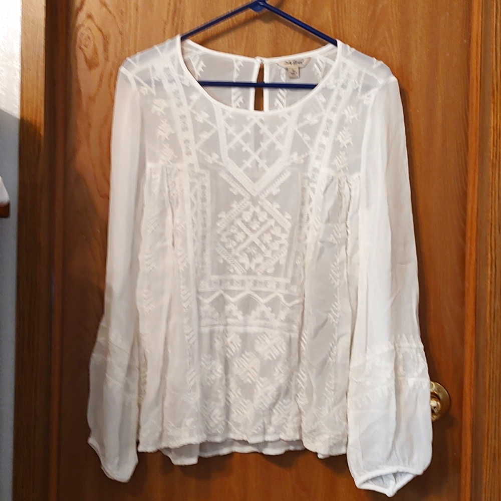 Lucky Brand white sheer shirt. Medium